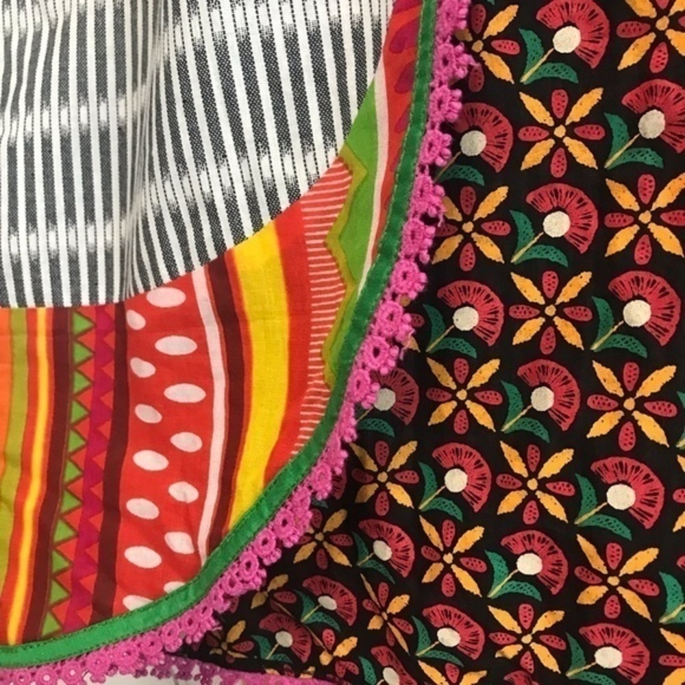 Anora Colorful Unique Boho Leaf Appliqué Vest Large - Picture 7 of 13